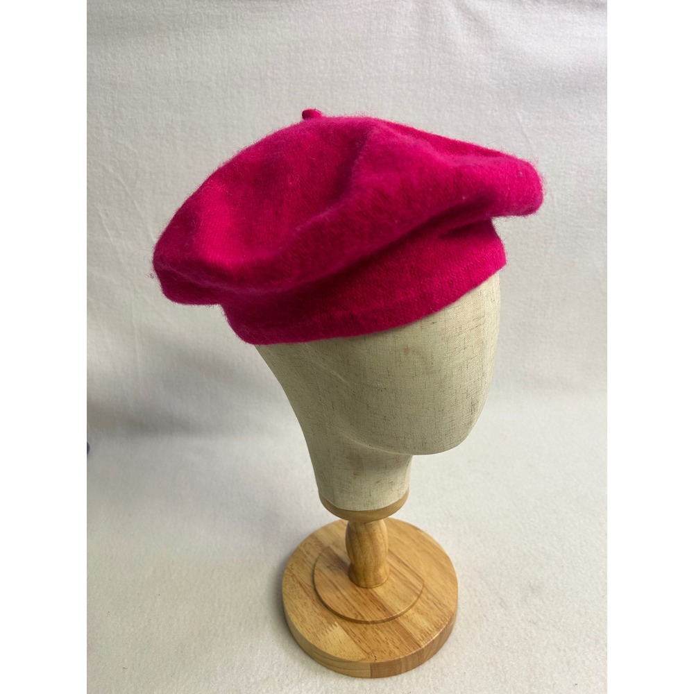 French Chic Parisian Hat To Socks Womens OS Hot Pink Wool Blend Classic Beret